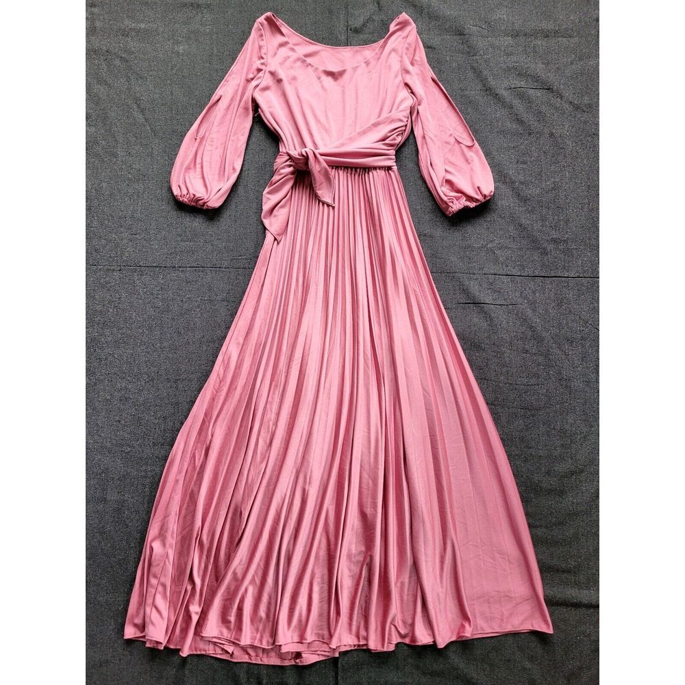 Vintage 70's Greek Goddess Dress Rose Pink Evening Gown‎ Retro Size S/M